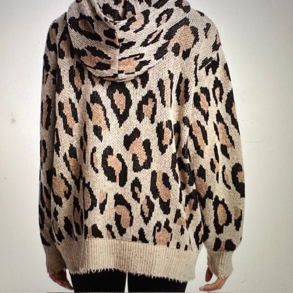 R13 Cashmere Hoodie Oversized Sweater Long Sleeve Leopard🌸 - Picture 4 of 16